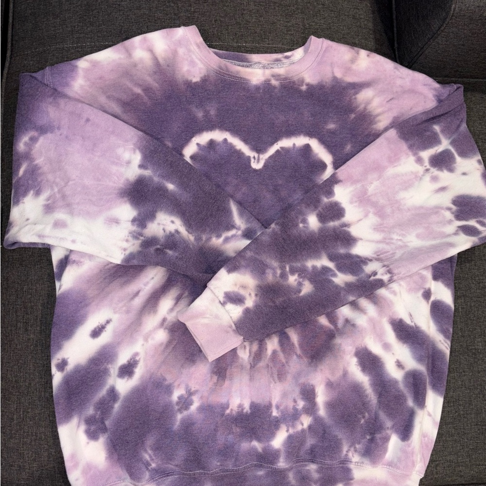 Urban Outfitters Purple Tie-Dye Heart Crewneck